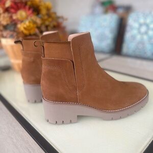 Blondo Tan Suede Chelsea Lug Booties